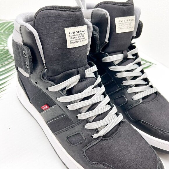 Levi's BB Hi Men's Black/Gray Round Toe Lace Up High-Top Sneakers Size 12M NWB - Picture 4 of 14